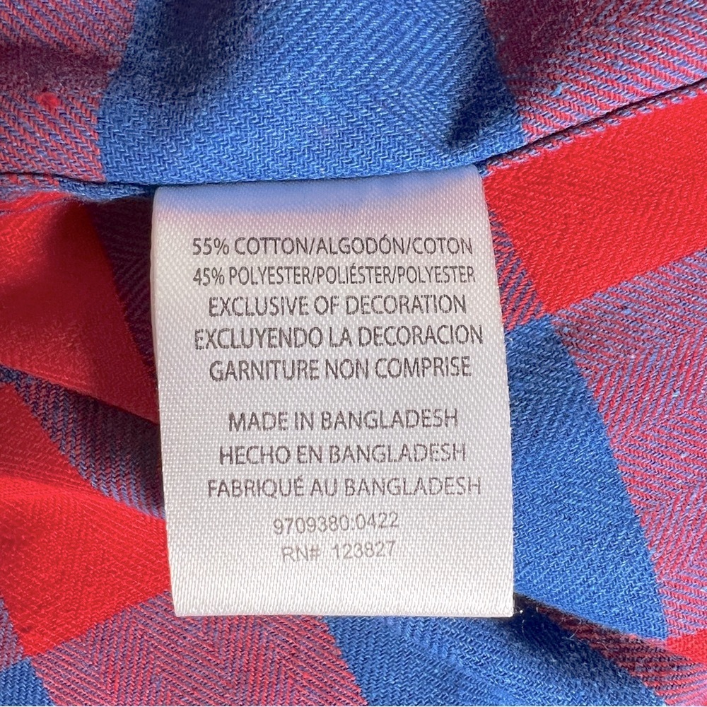 TALLWOODS The Filmore Flannel Buffalo Check Flannel Shirt Red Blue Button M NWT - Picture 6 of 8
